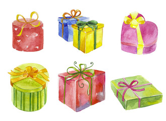 Watercolor gift boxes