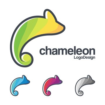 Outline Design Logo of Abstract Chameleon