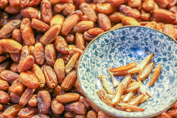 Fruits of the date palm (Phoenix dactylifera)