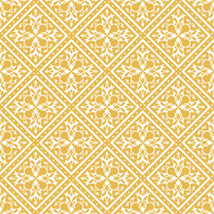Seamless gold and white floral pattern.