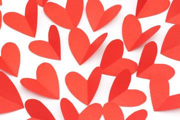 Valentine day concept, red paper in heart shape as background