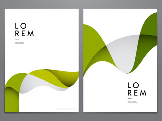 Minimal green brochure, flyer or annual report cover design templates. Vector illustration.