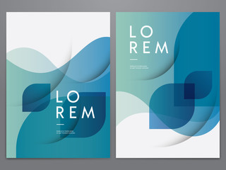 Abstract blue and green cover or poster design templates. Vector illustration.