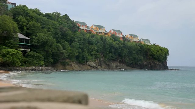 Houses on the edge of an island.