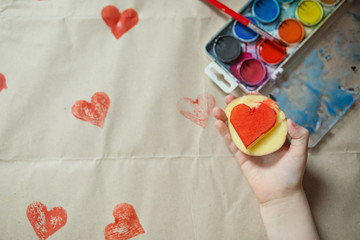 Potato stamp heart