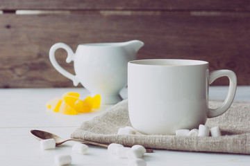White cup and marshmallow vintage