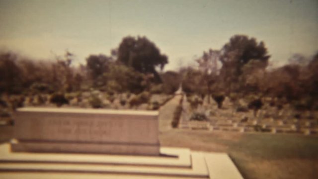 A war cemetery in Thailand, exterior day takes. Vintage shot.