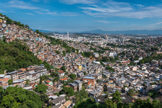 Aerial View of Rio de Janeiro Slums on the Hills
