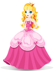 Princess in pink dress.