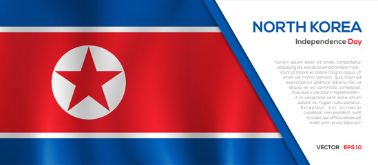 North Korea flag waving vector illustration