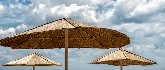 Beach umbrella on sunny day