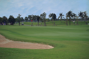 Fototapeta na wymiar Golf course design created from harming natural resources, as well as many talented golfers.