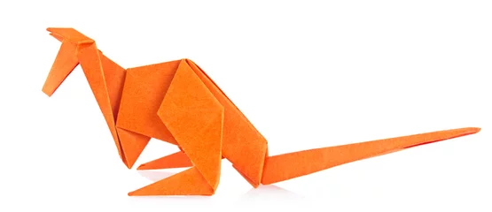 Crédence de cuisine en verre imprimé Kangourou Kangourou orange d& 39 origami