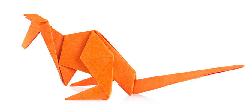 Orange kangaroo of origami