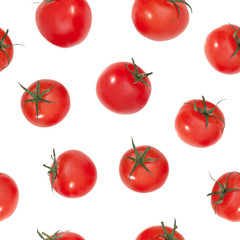 Tomato seamless photographic pattern. Fresh tomato seamless photographic pattern. Repetitive pattern. Fresh fruit background. Tomato wallpaper. Seamless background. Tomato repetitive on white