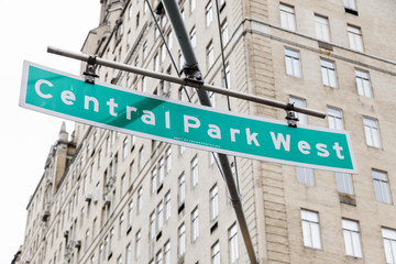 Central Park West Overhead Street Sign