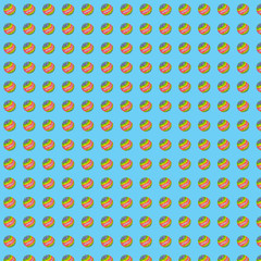 Seamless pattern of paper flowers in balls on a blue background