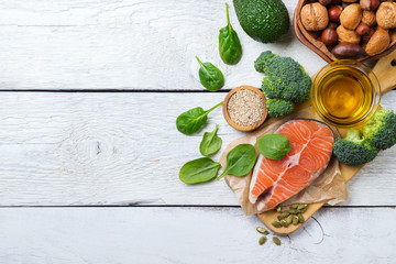 Selection of healthy fat sources food, life concept