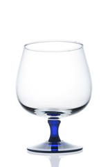 Empty wine glass on white background