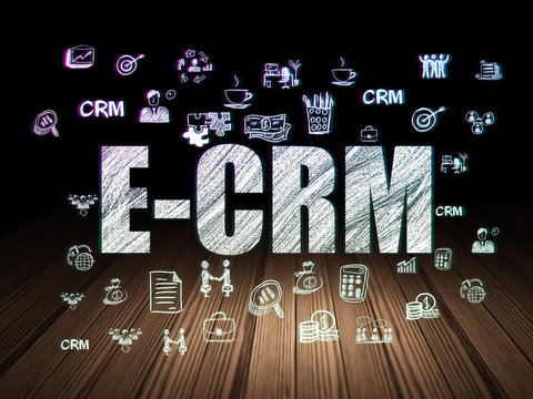 Finance concept: E-CRM in grunge dark room