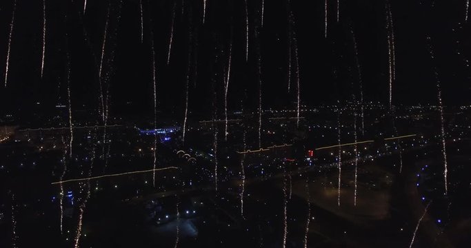 christmas, new Year, fireworks fly night 4k