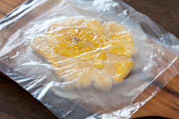 Ajiaco Preparation: Raw smashed piece of plantain called patacon
