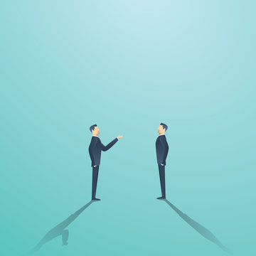 Business negotiation vector concept with two businessmen having conversation or argument.