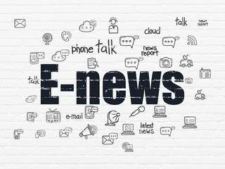 News concept: E-news on wall background