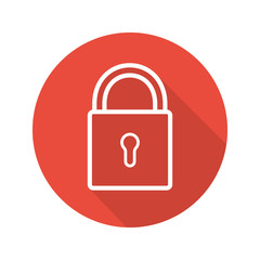 Lock flat linear long shadow icon