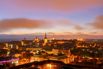 Fototapeta na wymiar Tallinn. Aerial view of the city at sunset.