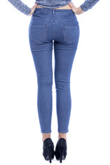 Female body part denim jeans, back view