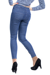Female body part denim jeans, back view