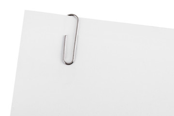 Paper clip on corner paper, Isolated on white background