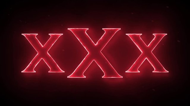 XXX glowing red text glowing on black background