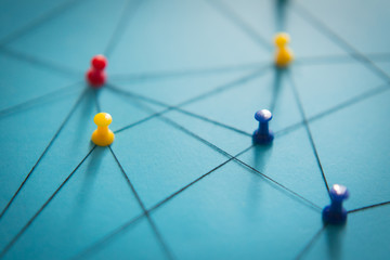 Network with pins, close-up