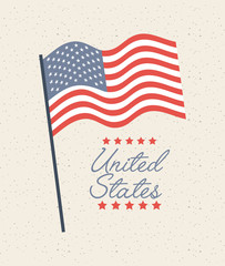 united states of america country flag over white background