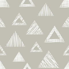 Obraz premium Seamless vector geometrical pattern with triangle, endless background with hand drawn textured geometric figures. Graphic illustration Template for wrapping, web backgrounds, wallpaper