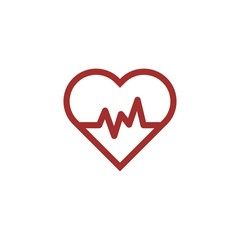 Flat Line Heart Beat Logo or Icon. Isolated on white background.