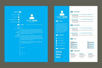 CV Rerume Blue Template Vector Resource