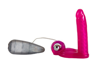 Pink sex toy vibrator for double penetration