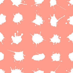 Vector seamless pattern with inc splash, blots, smudge and brush strokes. Grunge template for web background, prints, wallpaper, surface, wrapping, elements for design.