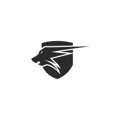 Lion or Wolf or Beast Vector Logo with Shield
