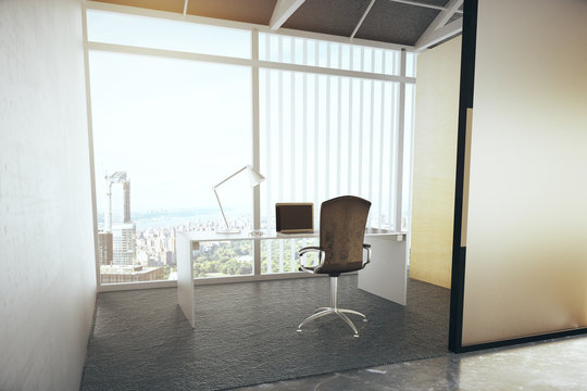 Contemporary office interior with city view
