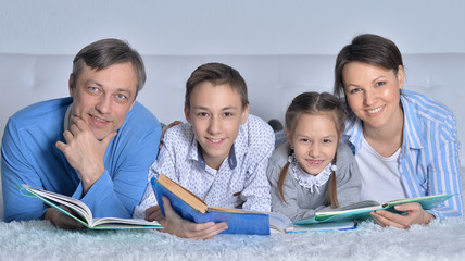 family reading books 