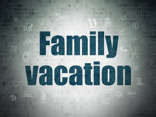 Travel concept: Family Vacation on Digital Data Paper background