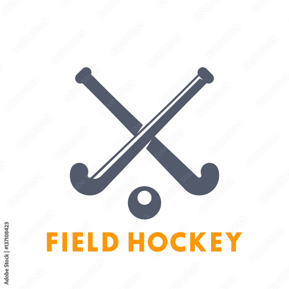 Poster Field Hockey icon, logo elements isolated over white, vector illustration