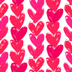 Velentine's day pattern with hand painted hearts.