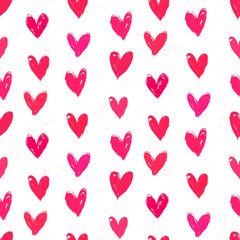 Velentine's day pattern with hand painted hearts.