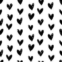 Velentine's day pattern with hand painted hearts.