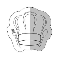 symbol fork and knife with chef hat icon, vector illustration